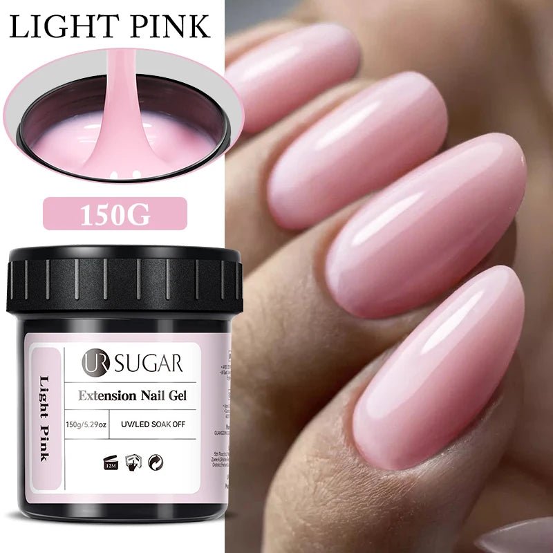 UR SUGAR 150g Nail Extension Gel – Transparent, Jelly White & Light Pink UV/LED Builder Gel for French & Acrylic Manicure - sensationmarketsensationmarket14:173#Light PinkUR SUGAR 150g Nail Extension Gel – Transparent, Jelly White & Light Pink UV/LED Builder Gel for French & Acrylic ManicureLight Pink