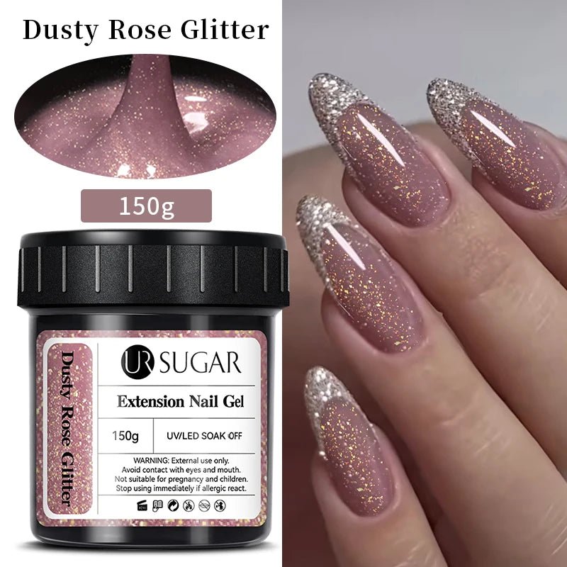 UR SUGAR 150g Nail Extension Gel – Transparent, Jelly White & Light Pink UV/LED Builder Gel for French & Acrylic Manicure - sensationmarketsensationmarket14:200006152#Dusty Rose GlitterUR SUGAR 150g Nail Extension Gel – Transparent, Jelly White & Light Pink UV/LED Builder Gel for French & Acrylic ManicureDusty Rose Glitter