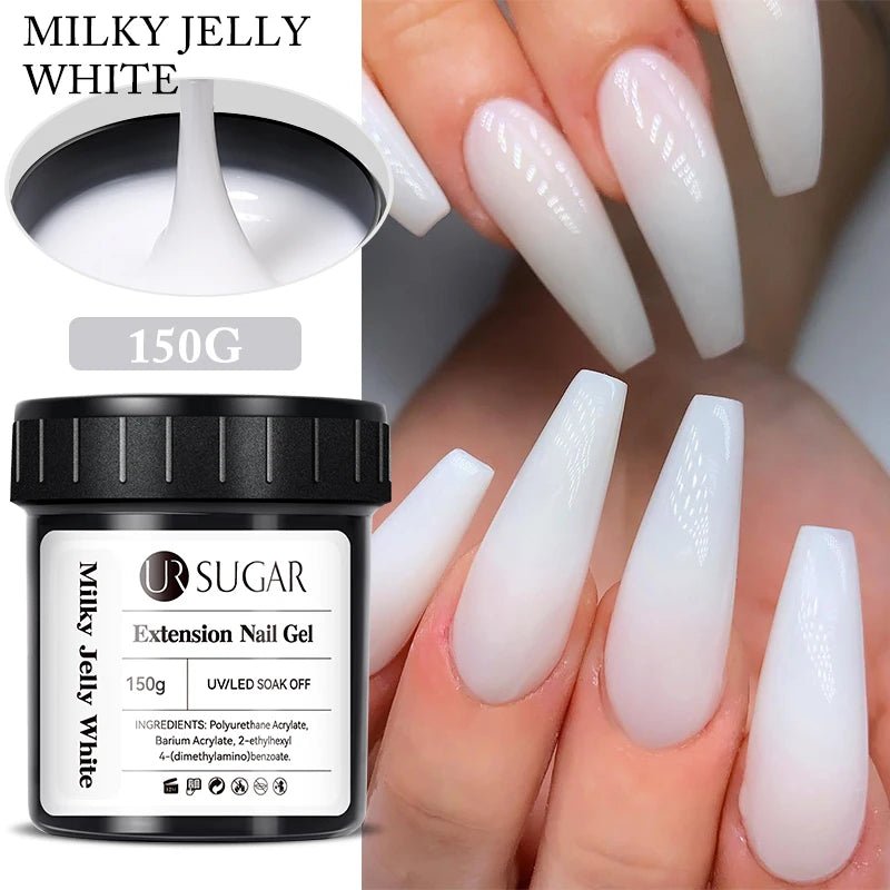 UR SUGAR 150g Nail Extension Gel – Transparent, Jelly White & Light Pink UV/LED Builder Gel for French & Acrylic Manicure - sensationmarketsensationmarket14:34088429#Milky Jelly WhiteUR SUGAR 150g Nail Extension Gel – Transparent, Jelly White & Light Pink UV/LED Builder Gel for French & Acrylic ManicureMilky Jelly White 1