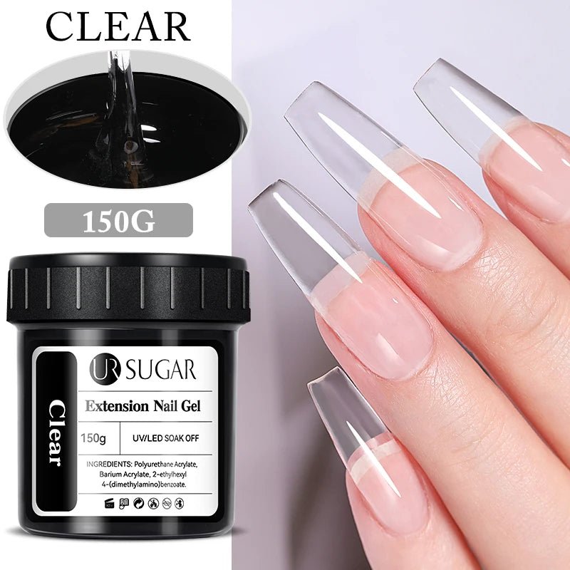 UR SUGAR 150g Nail Extension Gel – Transparent, Jelly White & Light Pink UV/LED Builder Gel for French & Acrylic Manicure - sensationmarketsensationmarket14:29#ClearUR SUGAR 150g Nail Extension Gel – Transparent, Jelly White & Light Pink UV/LED Builder Gel for French & Acrylic ManicureClear 1