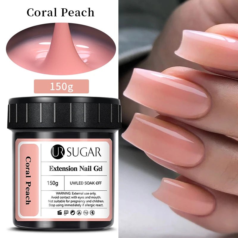 UR SUGAR 150g Nail Extension Gel – Transparent, Jelly White & Light Pink UV/LED Builder Gel for French & Acrylic Manicure - sensationmarketsensationmarket14:200002984#Coral PeachUR SUGAR 150g Nail Extension Gel – Transparent, Jelly White & Light Pink UV/LED Builder Gel for French & Acrylic ManicureCoral Peach