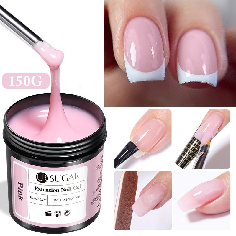 UR SUGAR 150g Nail Extension Gel – Transparent, Jelly White & Light Pink UV/LED Builder Gel for French & Acrylic Manicure - sensationmarketsensationmarket14:200002130#ClearUR SUGAR 150g Nail Extension Gel – Transparent, Jelly White & Light Pink UV/LED Builder Gel for French & Acrylic ManicureClear