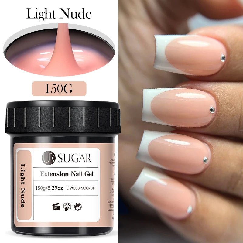 UR SUGAR 150g Nail Extension Gel – Transparent, Jelly White & Light Pink UV/LED Builder Gel for French & Acrylic Manicure - sensationmarketsensationmarket14:200004891#Light NudeUR SUGAR 150g Nail Extension Gel – Transparent, Jelly White & Light Pink UV/LED Builder Gel for French & Acrylic ManicureLight Nude