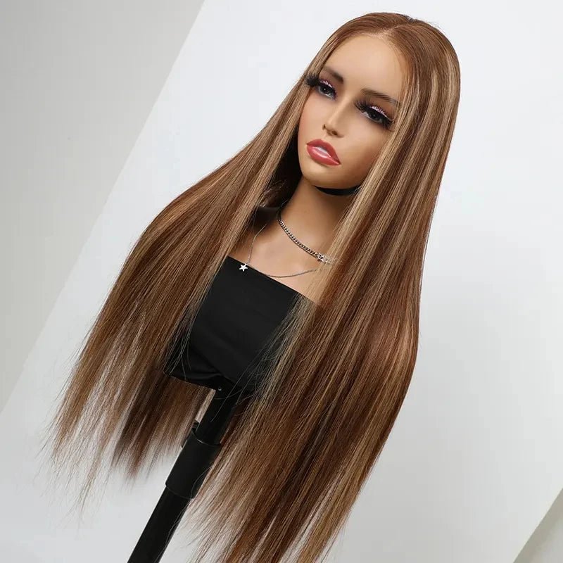 Wear & Go Glueless 13x6 HD Lace Front Wig – Indian Cuticle Aligned Human Hair for Black Women | Invisible Lace, Zero Glue - sensationmarketsensationmarket191284209:-6#Brown Highlight Straight;191288010:3327837#Black;191290947:25118816#4 Inches;211092054:-4#13x6glulessWear & Go Glueless 13x6 HD Lace Front Wig – Indian Cuticle Aligned Human Hair for Black Women | Invisible Lace, Zero Glue4 Inches|13x6glulessBlackBrown Highlight Straight