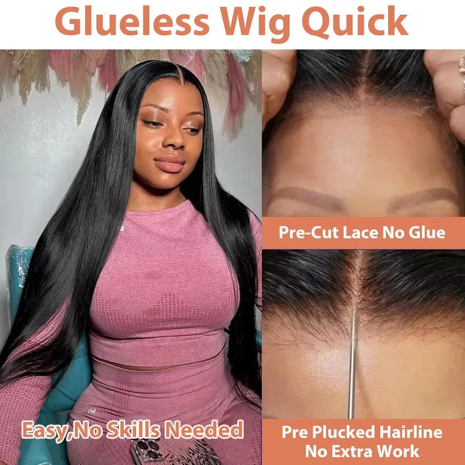 Wear & Go Glueless 13x6 HD Lace Front Wig – Indian Cuticle Aligned Human Hair for Black Women | Invisible Lace, Zero Glue - sensationmarketsensationmarket191284209:13815387#Straight;191288010:3327837#Black;191290947:25118816#4 Inches;211092054:-4#13x6glulessWear & Go Glueless 13x6 HD Lace Front Wig – Indian Cuticle Aligned Human Hair for Black Women | Invisible Lace, Zero Glue4 Inches|13x6glulessBlackStraight