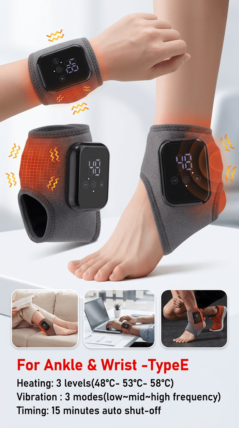 Wrist & Ankle Heating Vibration Massager Wrap – Cordless Joint Support Belt for Hand & Foot Fatigue Relief | Massage Pad for Home Use - sensationmarketsensationmarket14:10#For Wrist -B;200007763:201336100;200009209:201898807#1 pair-2pcsWrist & Ankle Heating Vibration Massager Wrap – Cordless Joint Support Belt for Hand & Foot Fatigue Relief | Massage Pad for Home UseChina Mainland1 pair-2pcsFor Wrist -B